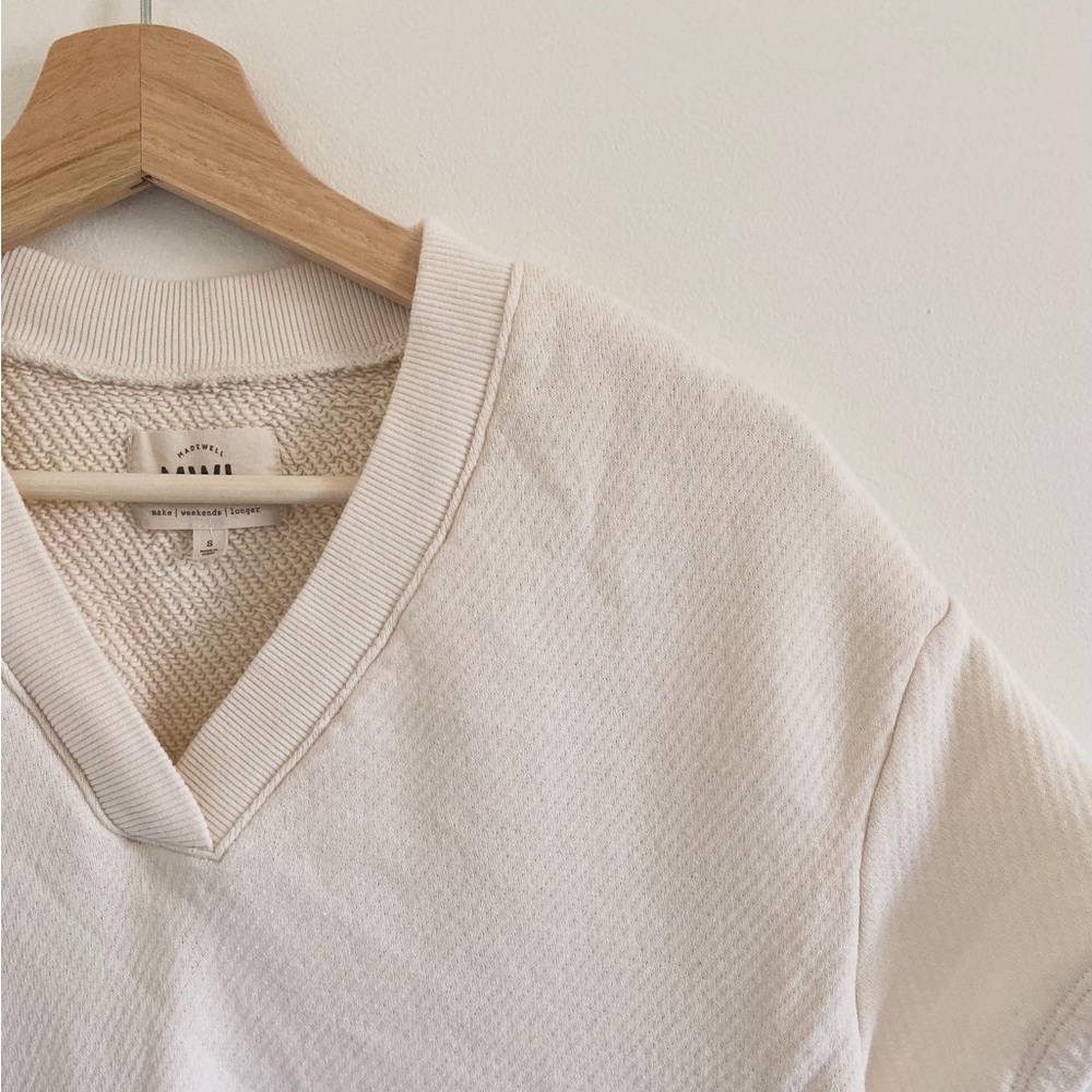 MADEWELL COTTON TERRY V NECK SWEATSHIRT TEE
